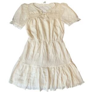 Sweet Wanderer Women Dress size S KneeLength Baby Doll Sheer Mesh Ivory White